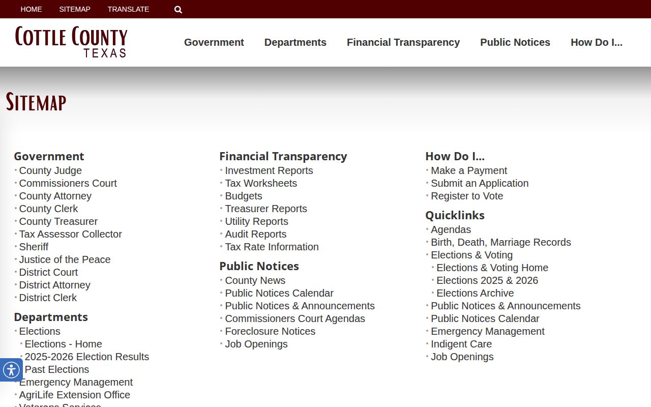 Cottle County official roster and booking-record navigation check