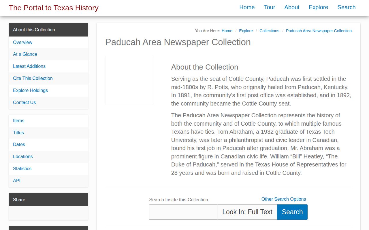 Cottle County Paducah Post historical crime news archive search interface
